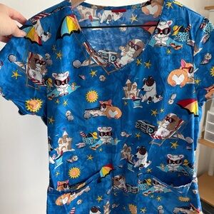 Dickies cartoon dog medical scrub top